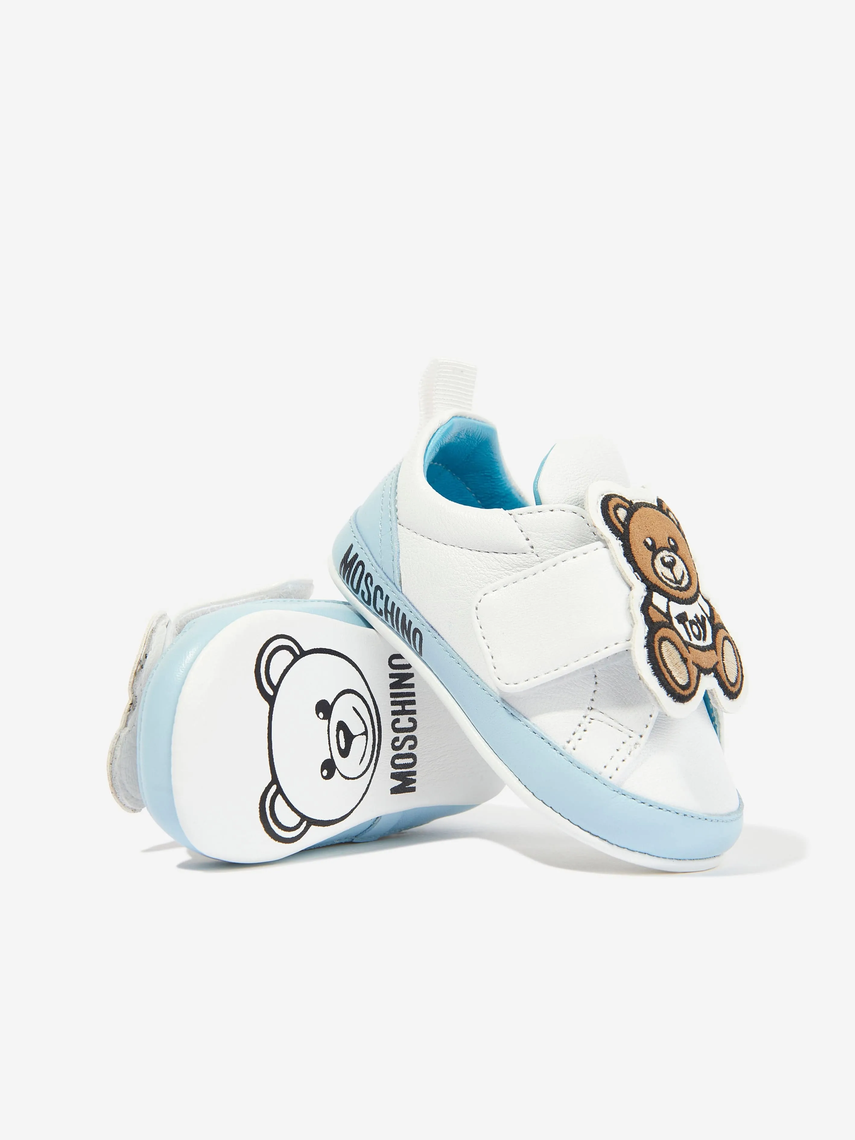 Moschino Baby Boys Leather Pre-Walker Trainers in White