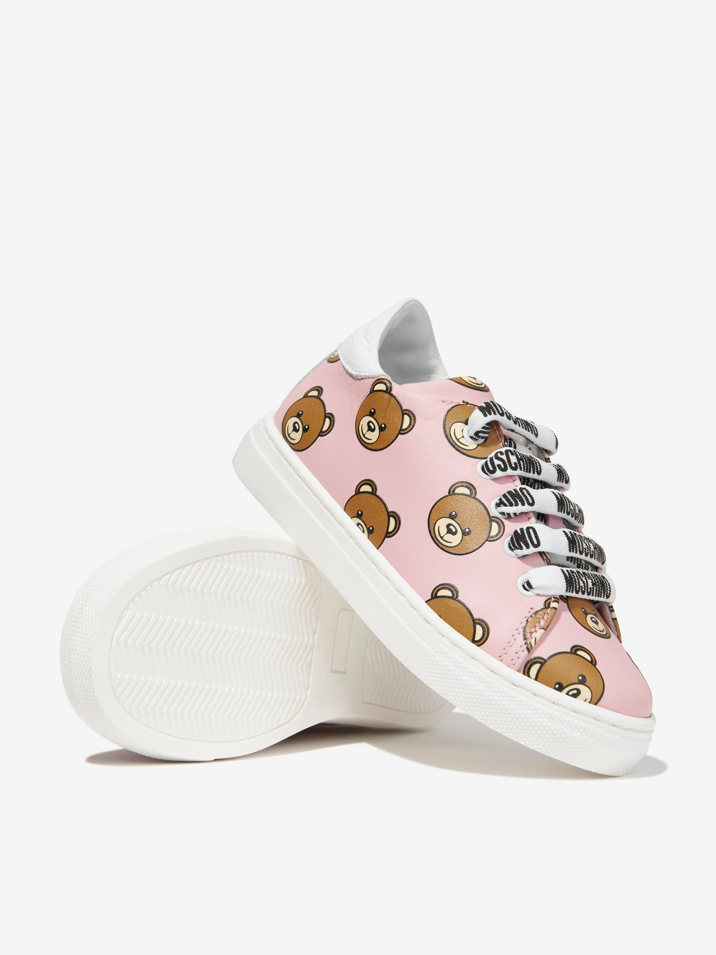 Moschino Girls Leather Lace Up Teddy Bear Trainers