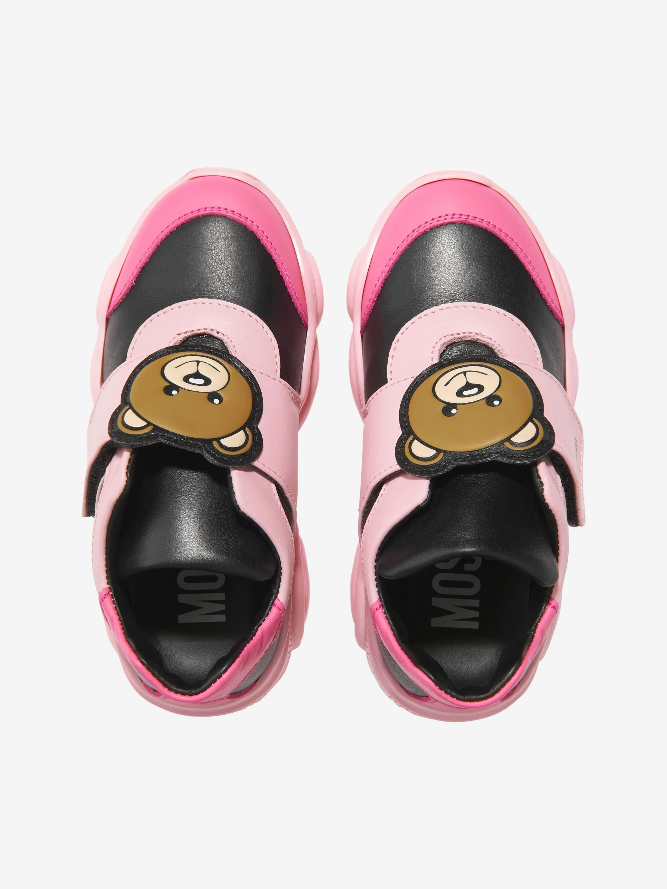 Moschino Girls Leather Teddy Bear Strap Trainers