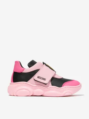 Moschino Girls Leather Teddy Bear Strap Trainers