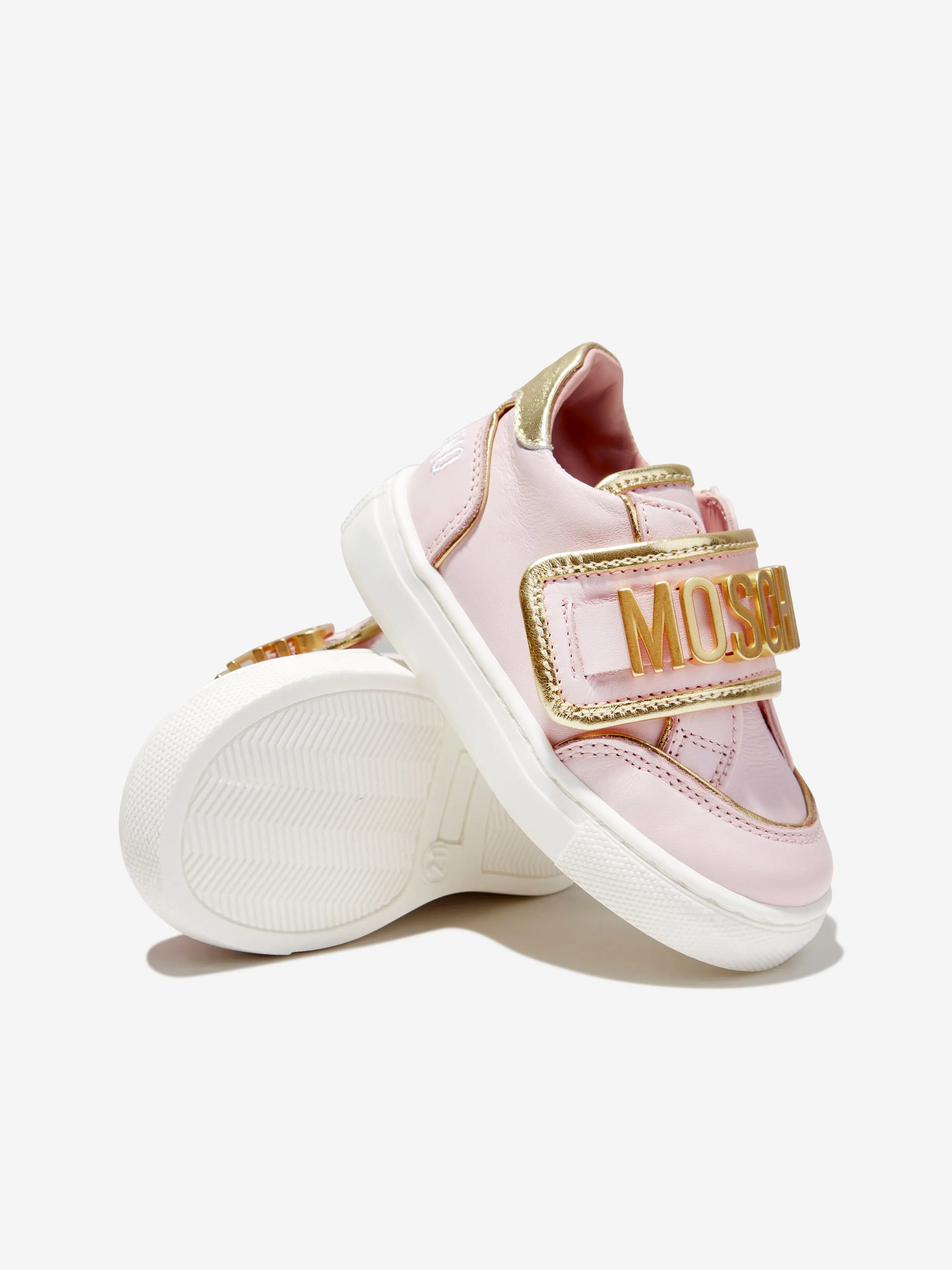 Moschino Girls Lettering Logo Trainers in Pink