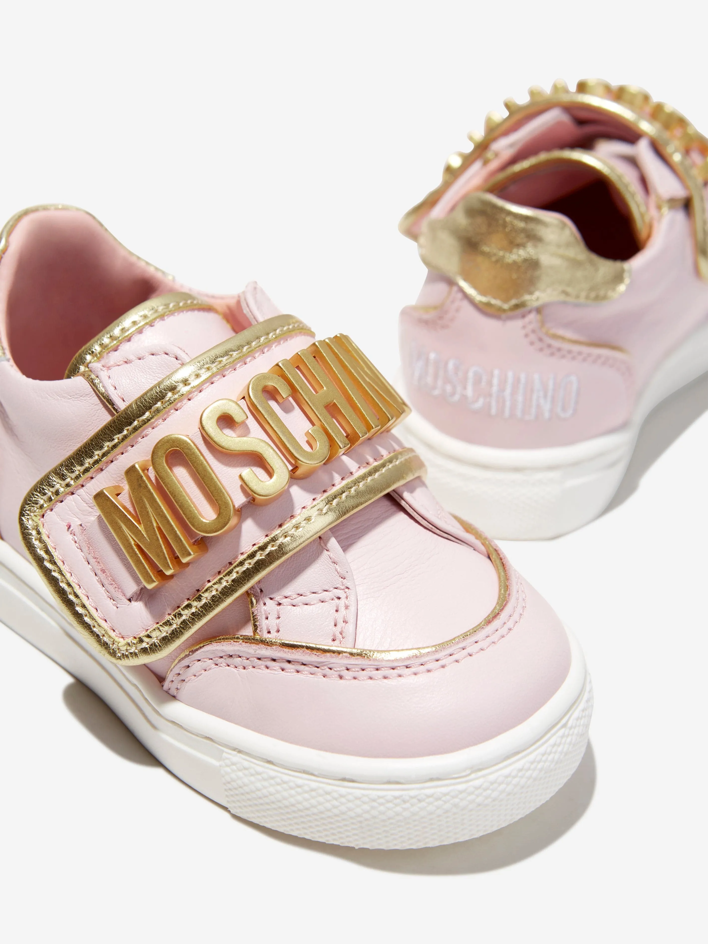 Moschino Girls Lettering Logo Trainers in Pink