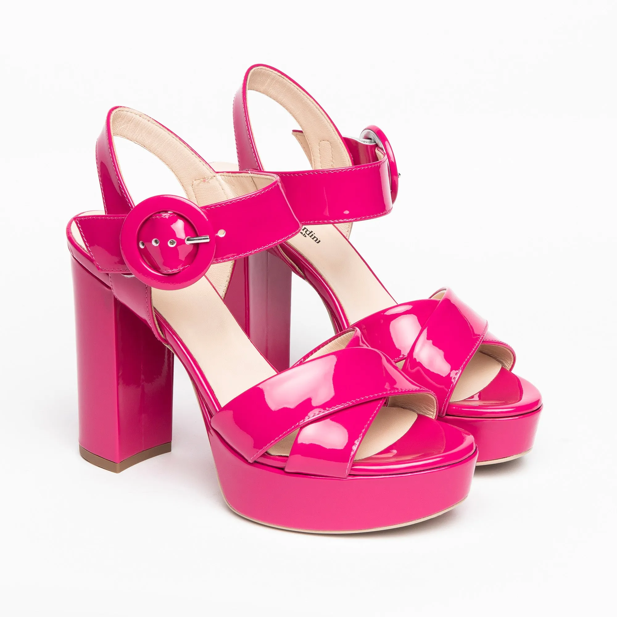 NeroGiardini Patent Leather Sandals in Fuschia