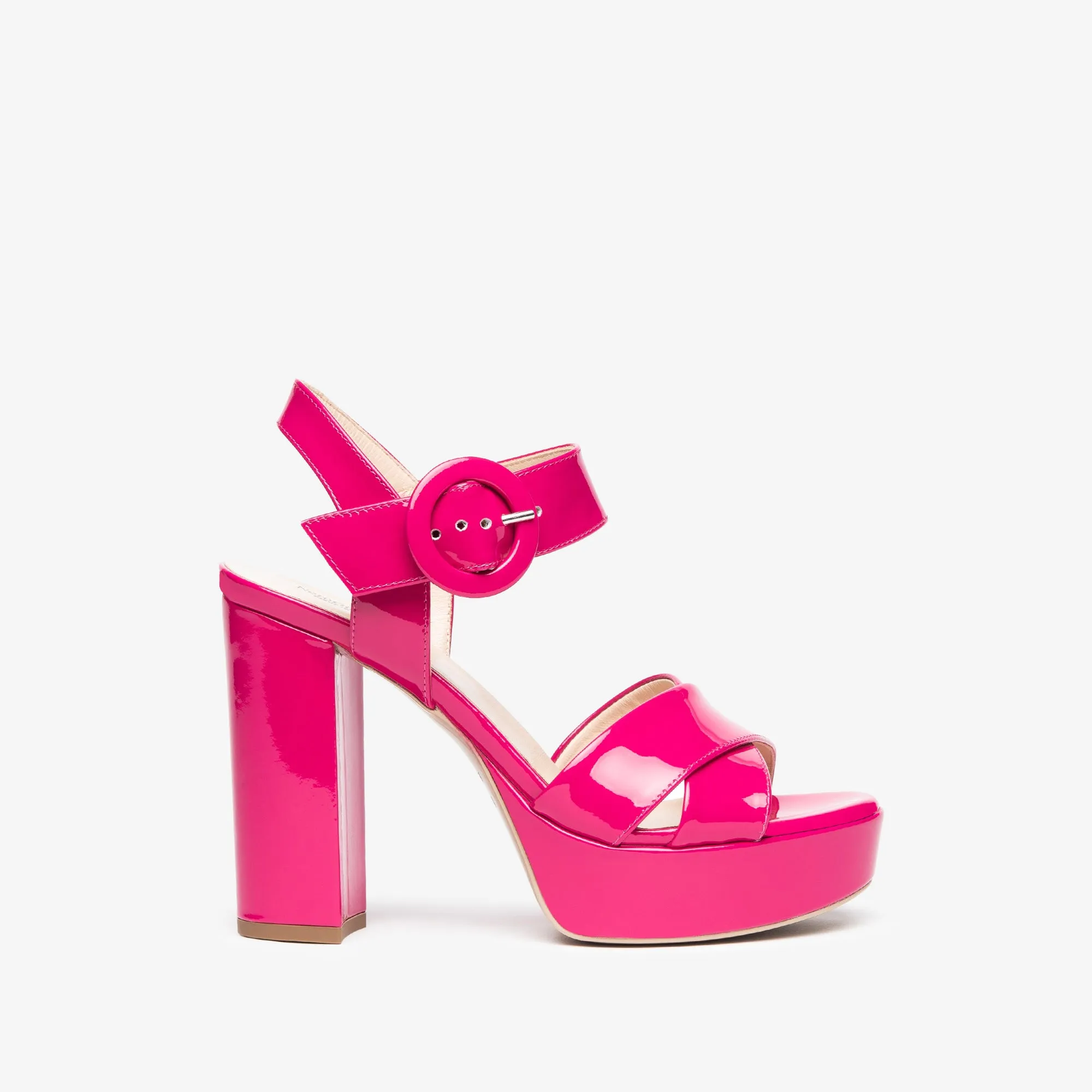 NeroGiardini Patent Leather Sandals in Fuschia