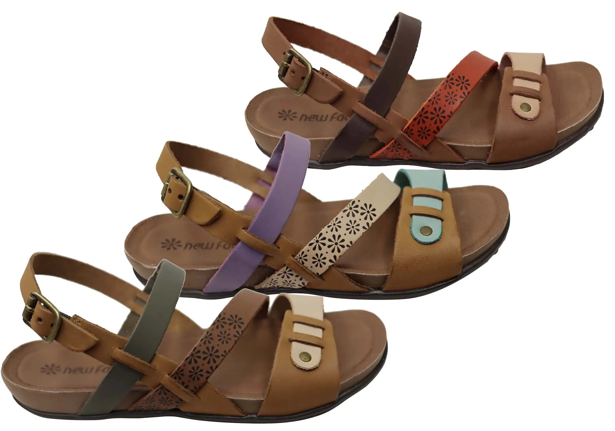 New Face Pina Womens Comfortable Leather Sandals Made In Brazil