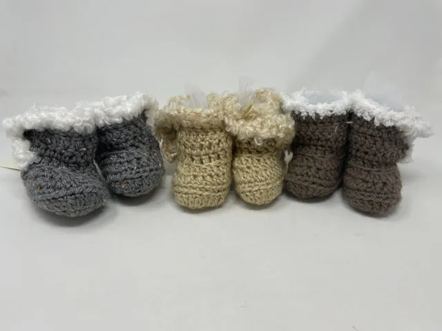 Newborn Baby "Ugg" Acrylic Crochet Booties