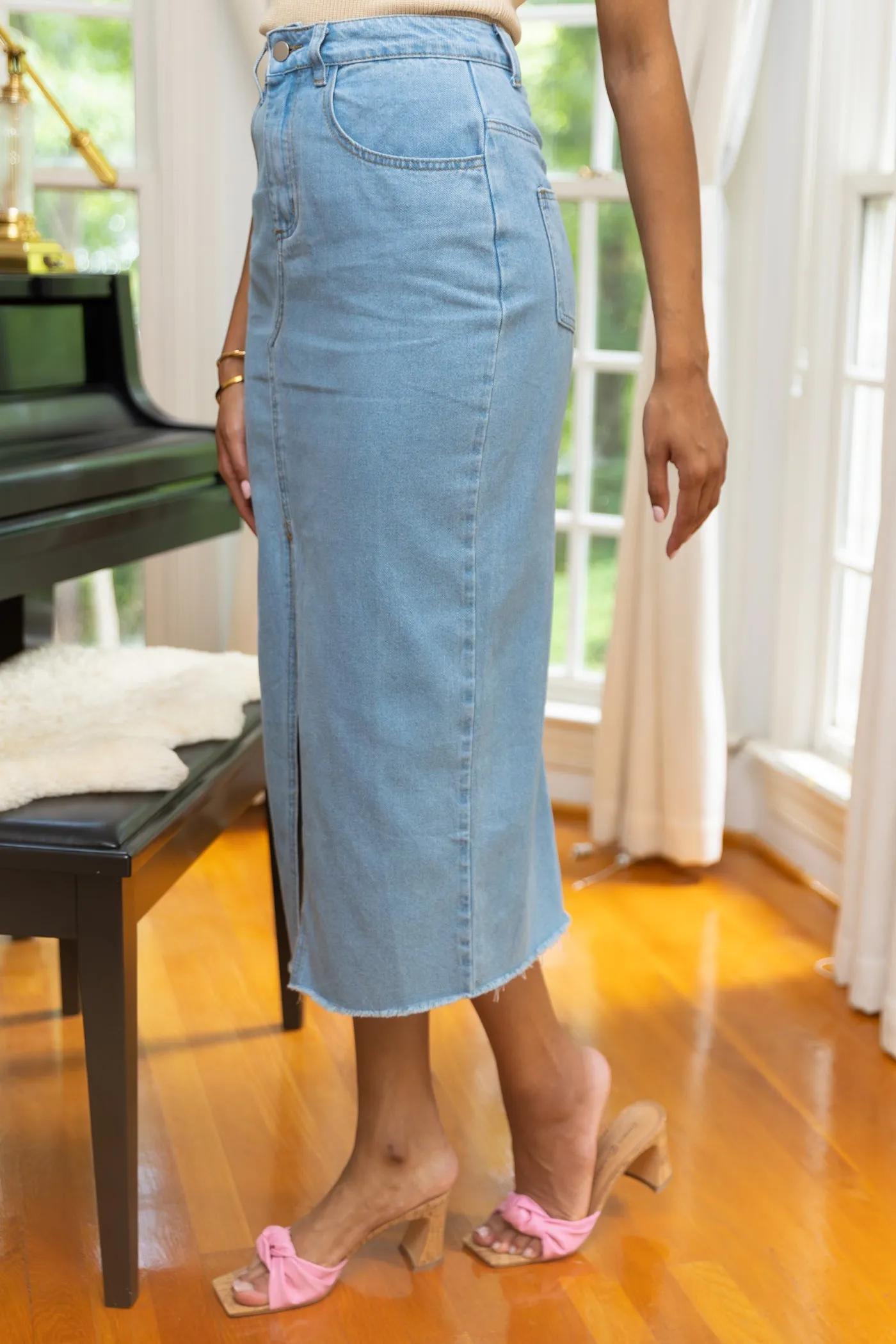 NICOLE MIDI DENIM SKIRT