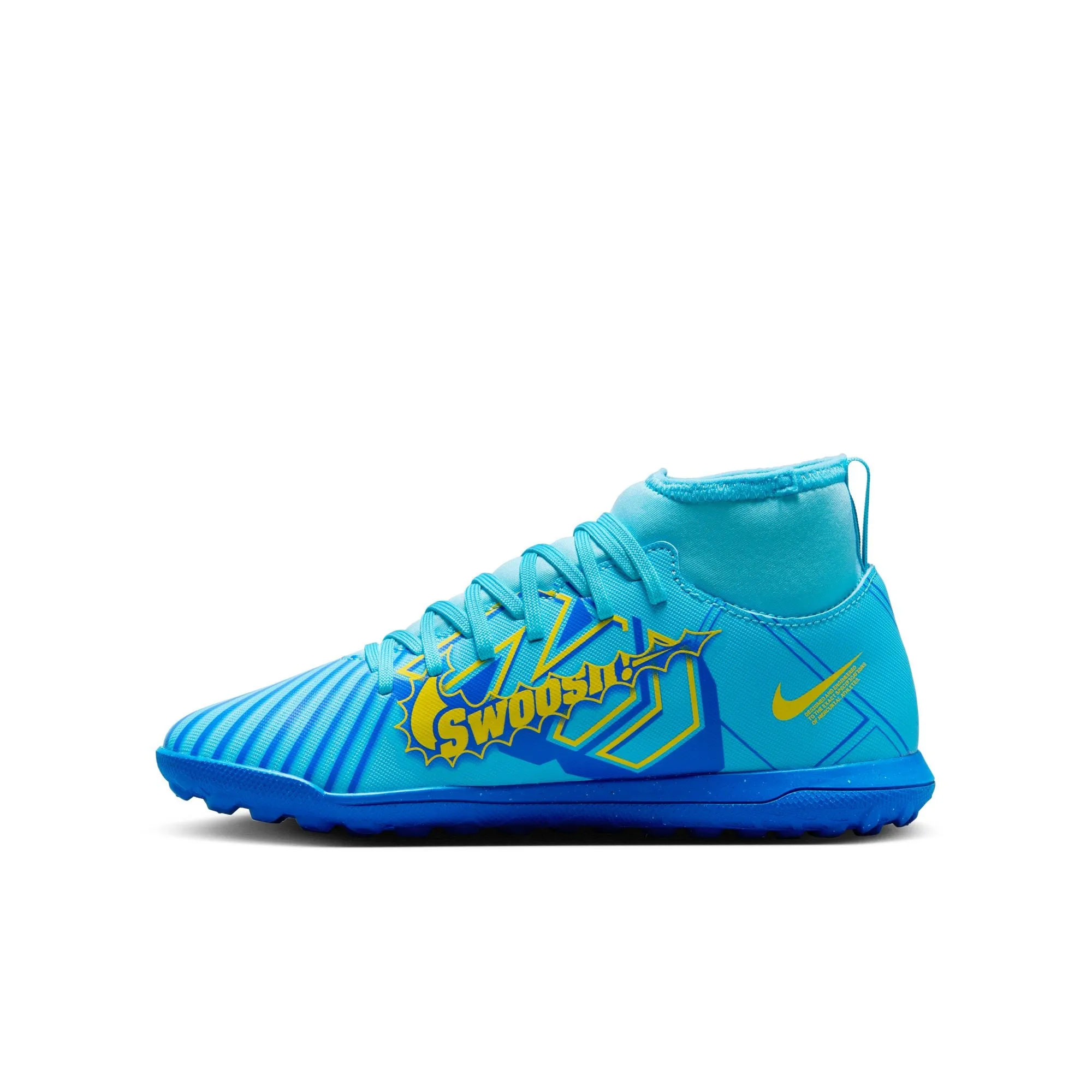 Nike Junior Mercurial Superfly 9 Club KM TF Soccer Cleat - Baltic Blue/White