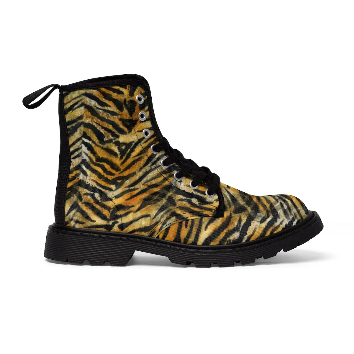 Orange Tiger Stripe Men's Boots, Animal Print Premium Hiking Winter Boots (US Size: 7-10.5)