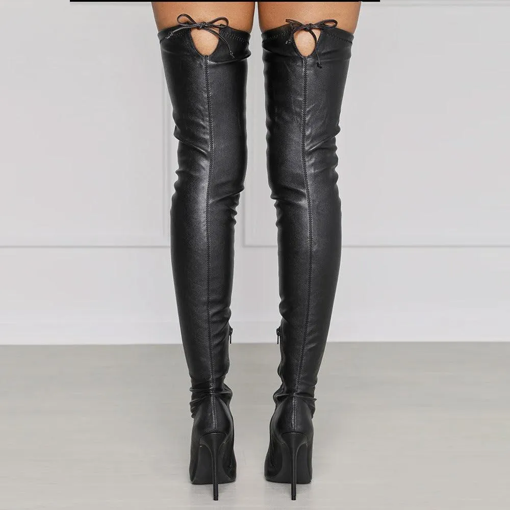 Over The Knee PU Leather Boots