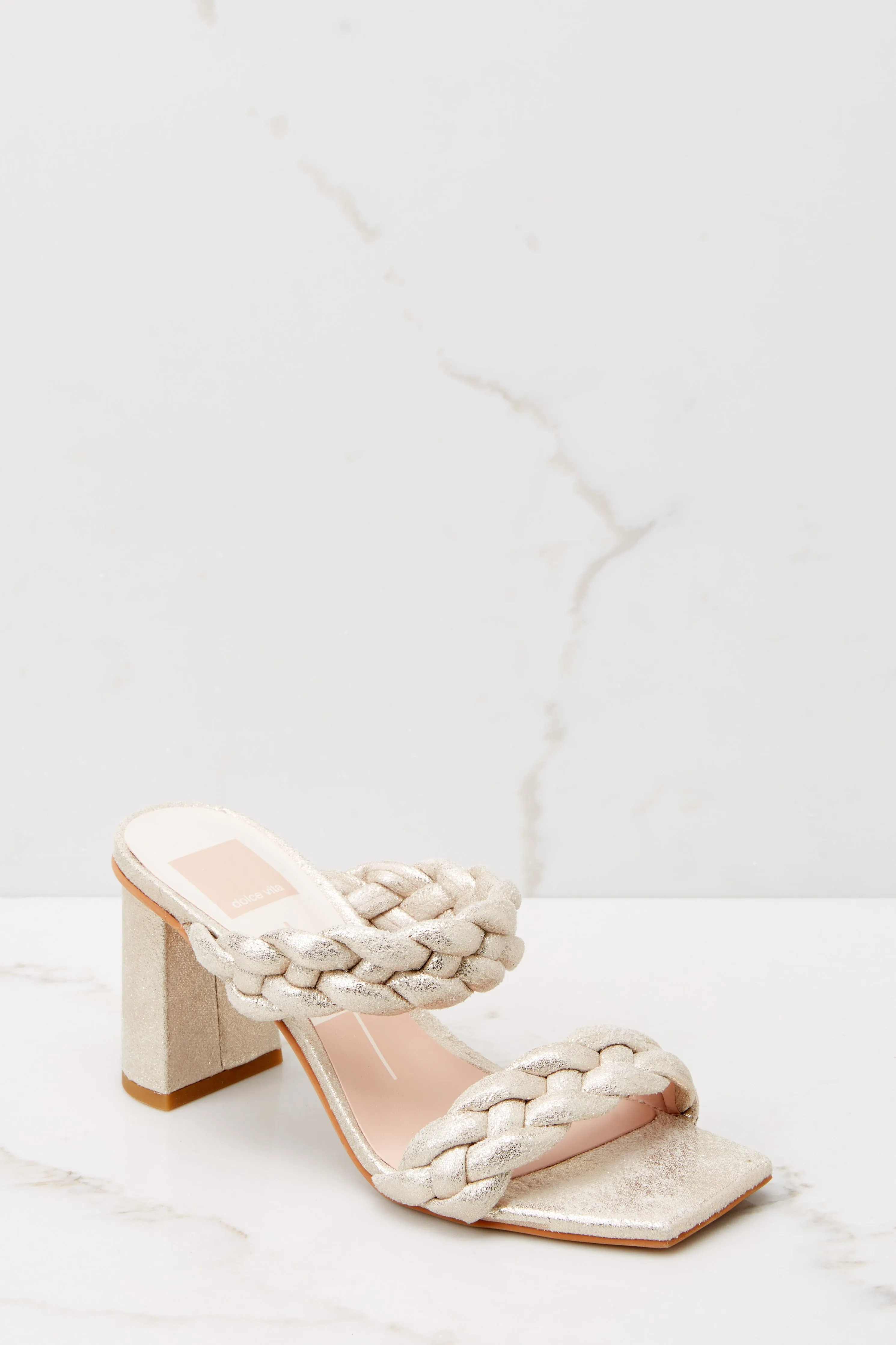 Paily Light Gold Metallic Stella Suede Heels