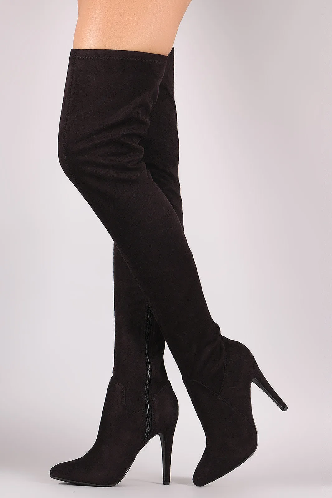 Paprika Suede Pointy Toe Fitted Over-The-Knee Stiletto Boots