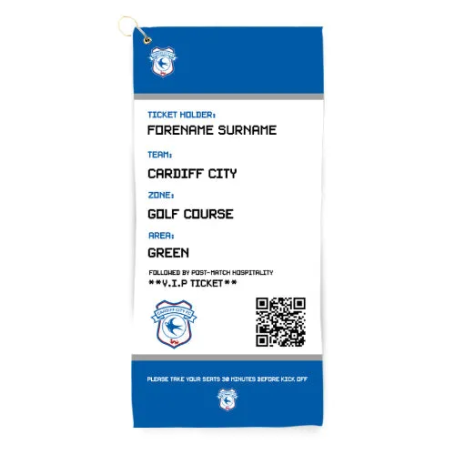 Personalised Cardiff City FC Ticket Golf Towel