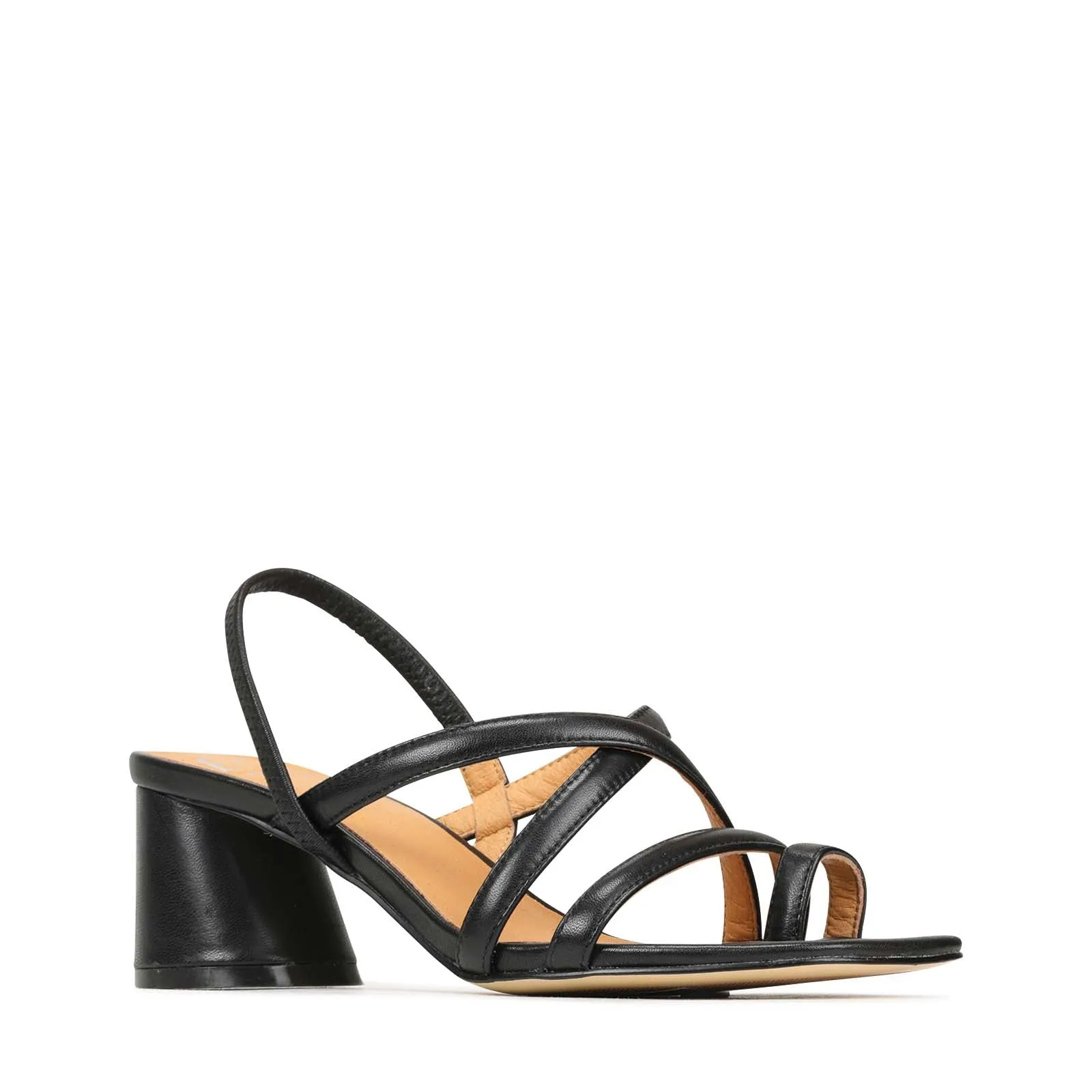 PETICE LEATHER BLOCK HEEL SANDALS