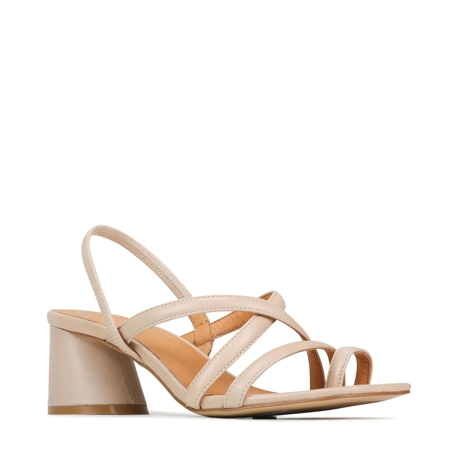 PETICE LEATHER BLOCK HEEL SANDALS