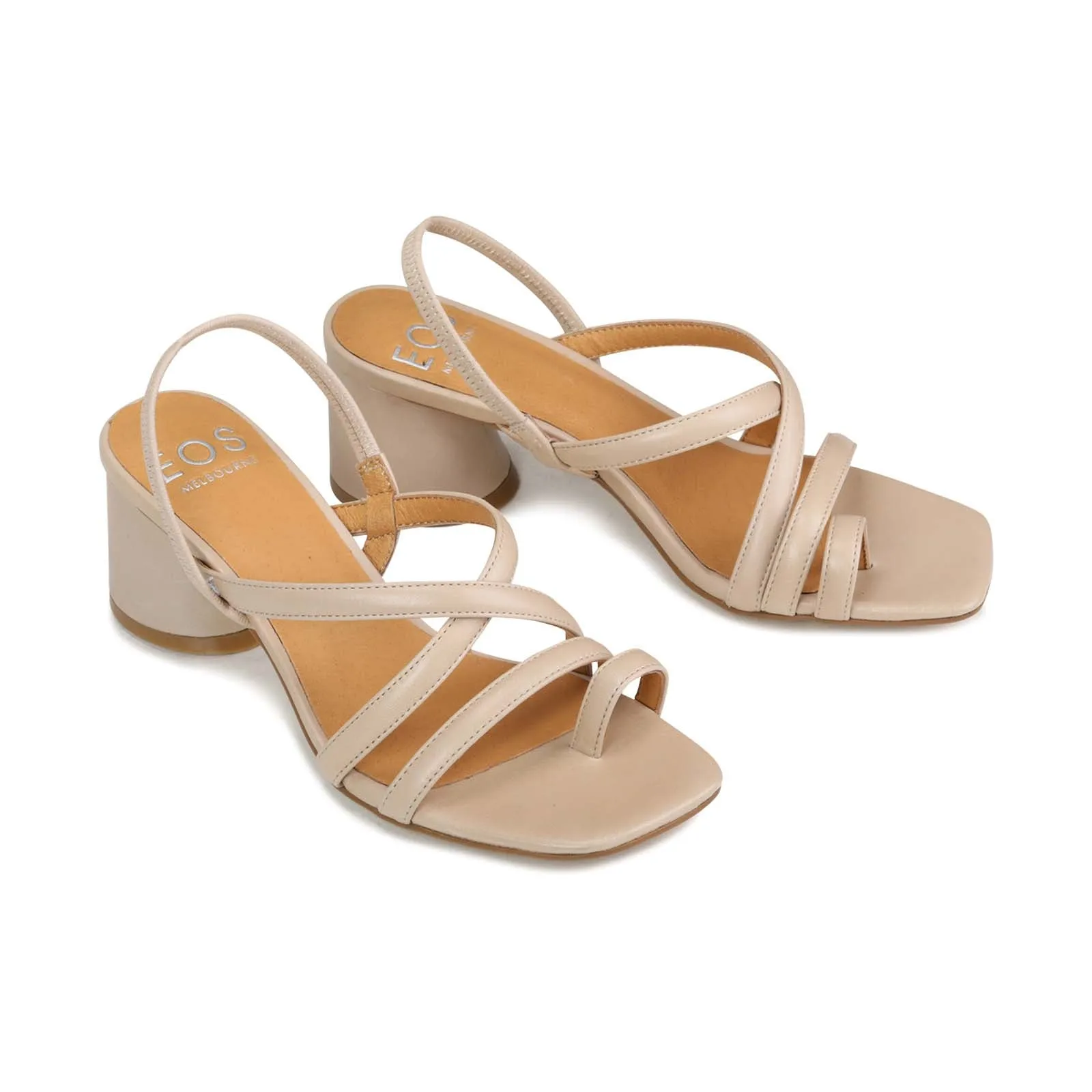 PETICE LEATHER BLOCK HEEL SANDALS