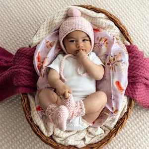 Pink Merino Wool Bonnet & Booties