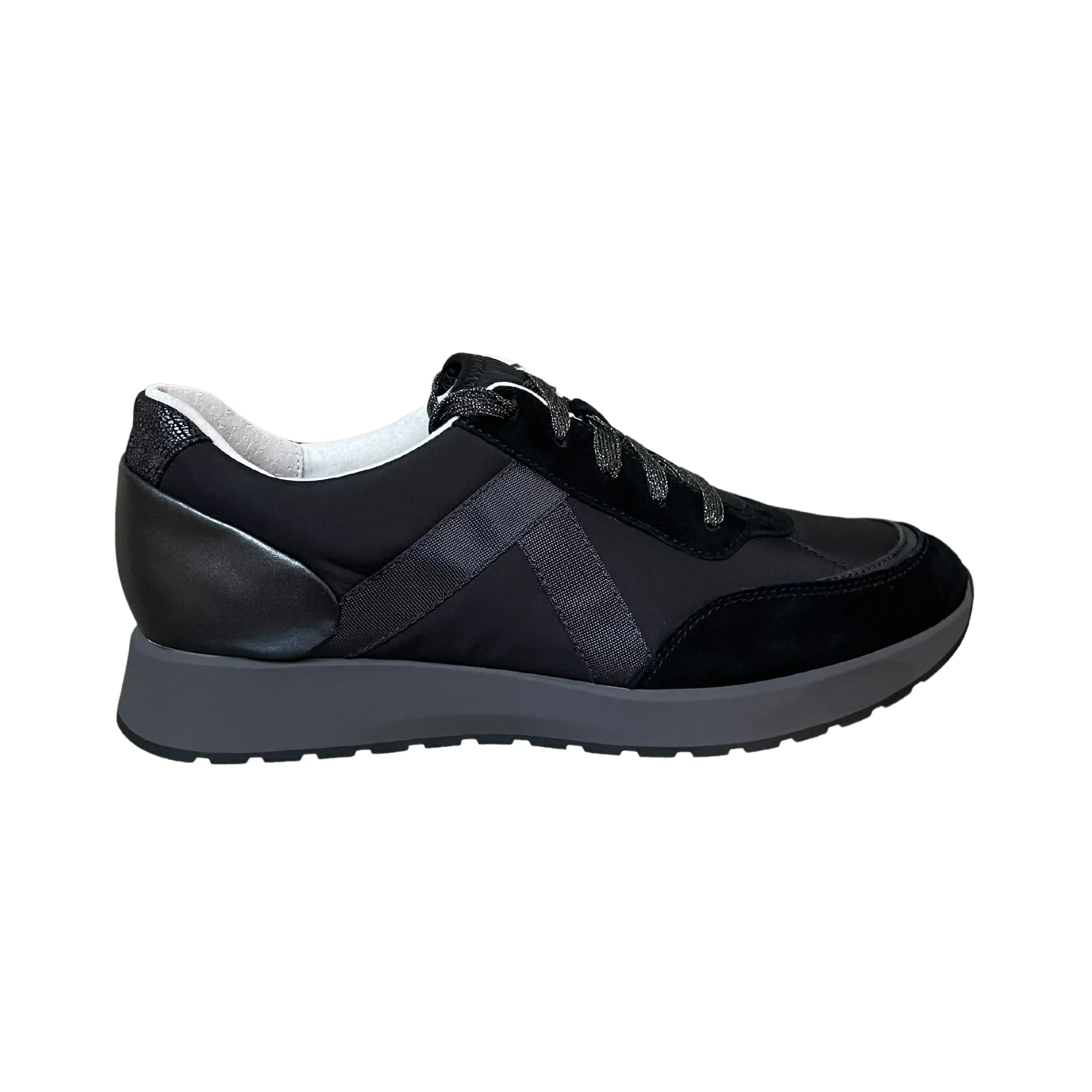 Piper Black Suede and Fabric Casual Shoes