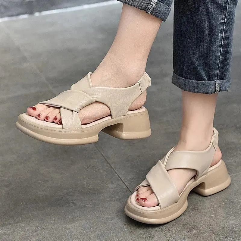 Platform Leather Sandal - Women's Casual Shoes WC224