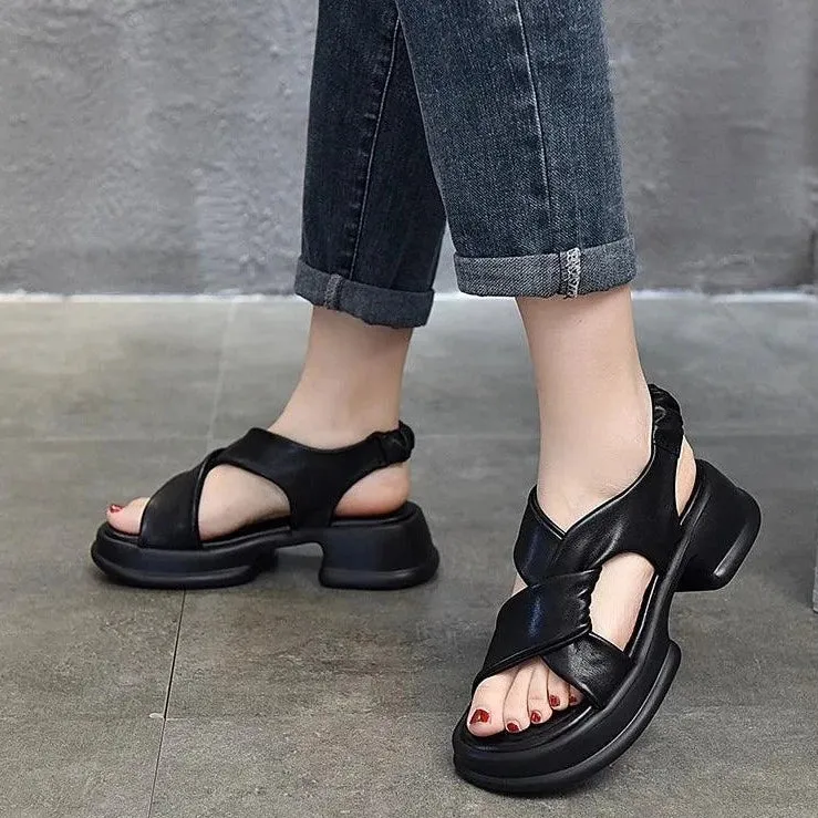 Platform Leather Sandal - Women's Casual Shoes WC224