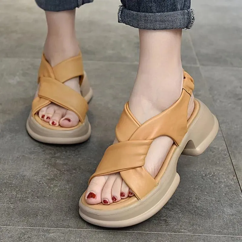 Platform Leather Sandal - Women's Casual Shoes WC224