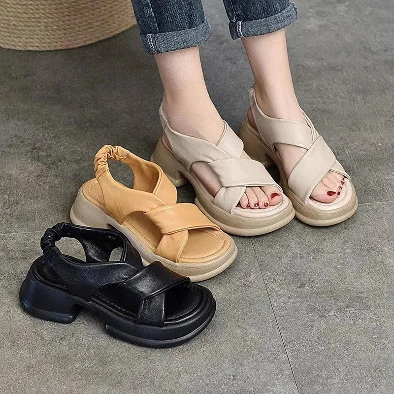 Platform Leather Sandal - Women's Casual Shoes WC224