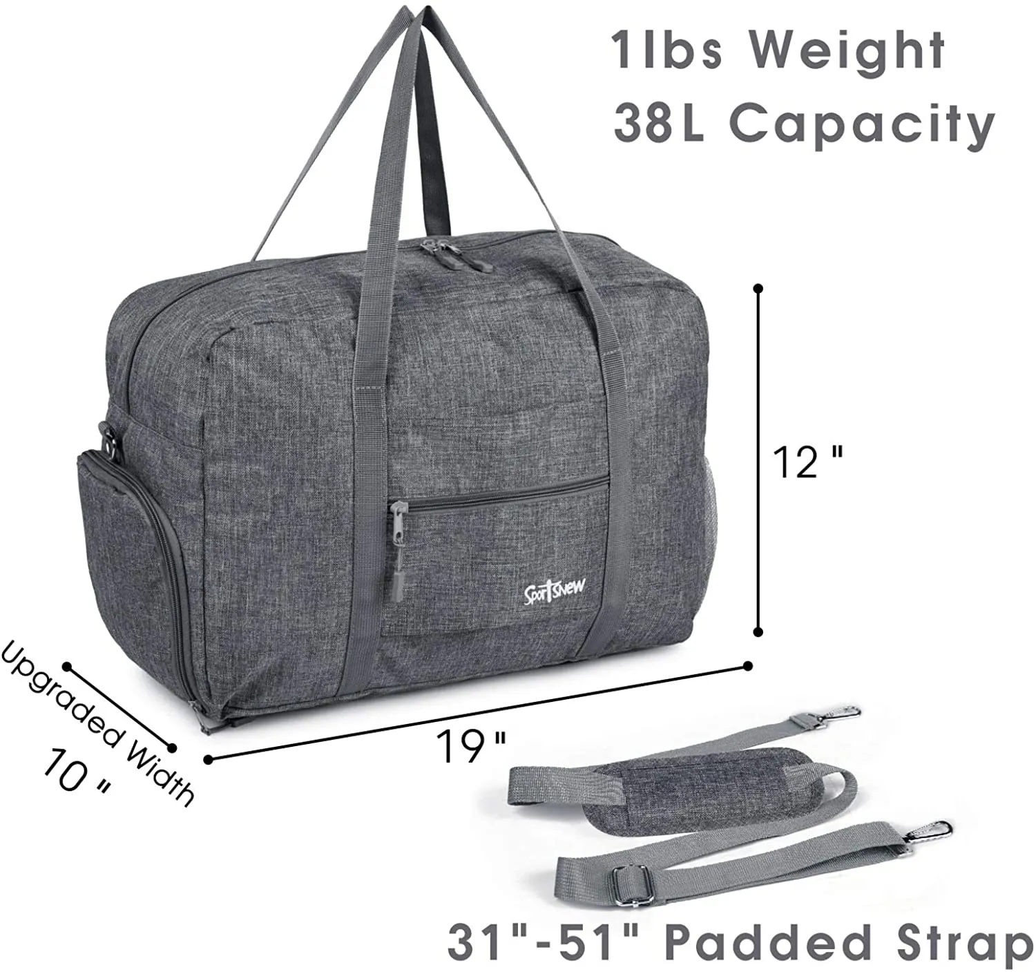 Portable Travel Sports Gym Bag with Wet Pocket & Shoes Compartment