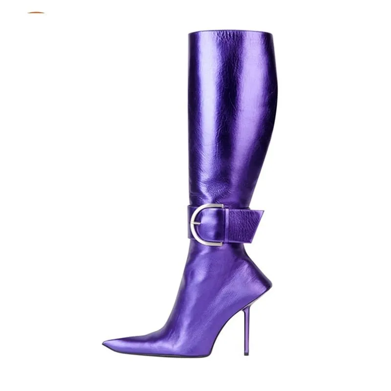 Pre Order:  Belted Pointed Toe Leather Boots