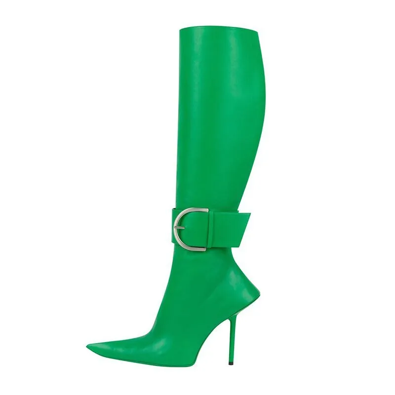 Pre Order:  Belted Pointed Toe Leather Boots