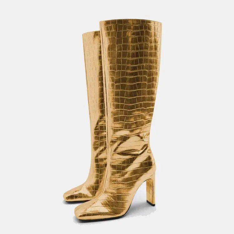 Pre Order:  Crocodile Pattern Knee High Boots