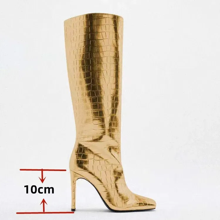 Pre Order:  Crocodile Pattern Knee High Boots