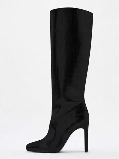 Pre Order:  Crocodile Pattern Knee High Boots