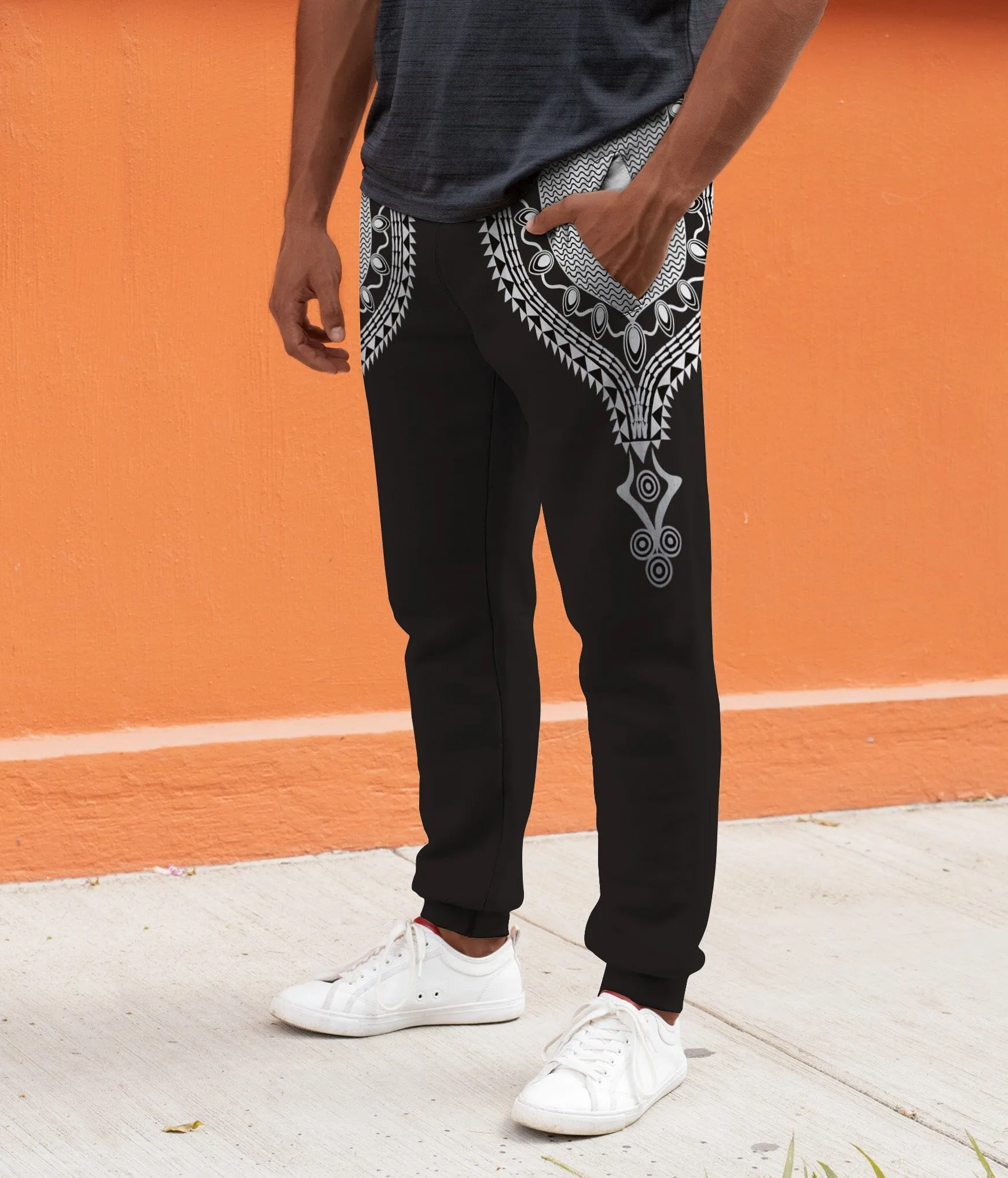 Printed Dashiki Color Black Joggers