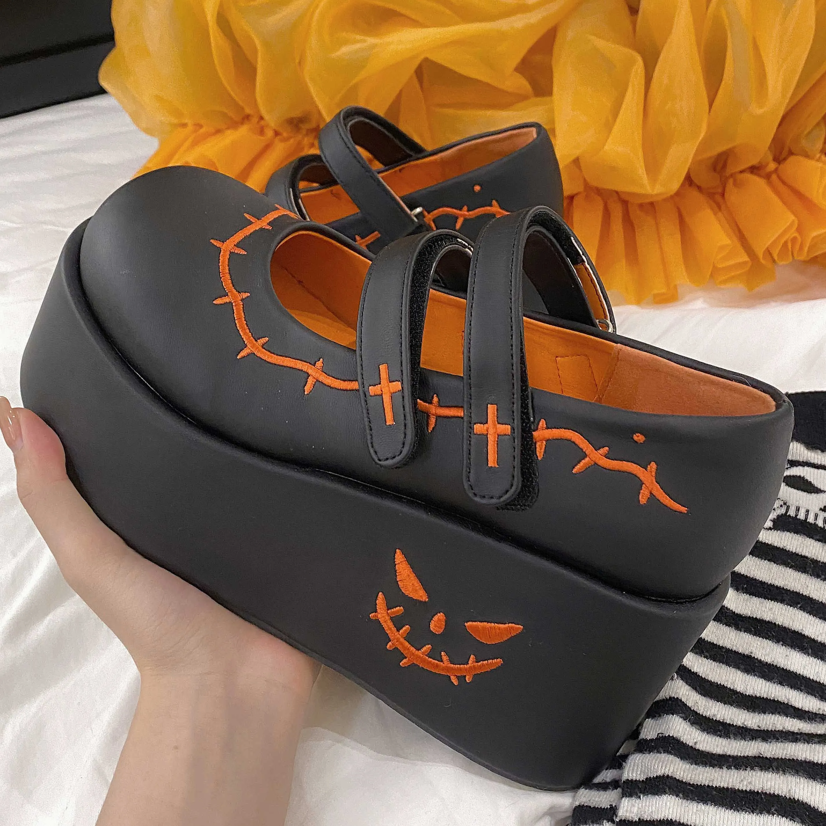 Pumpkin Mary Jane Platform Shoes