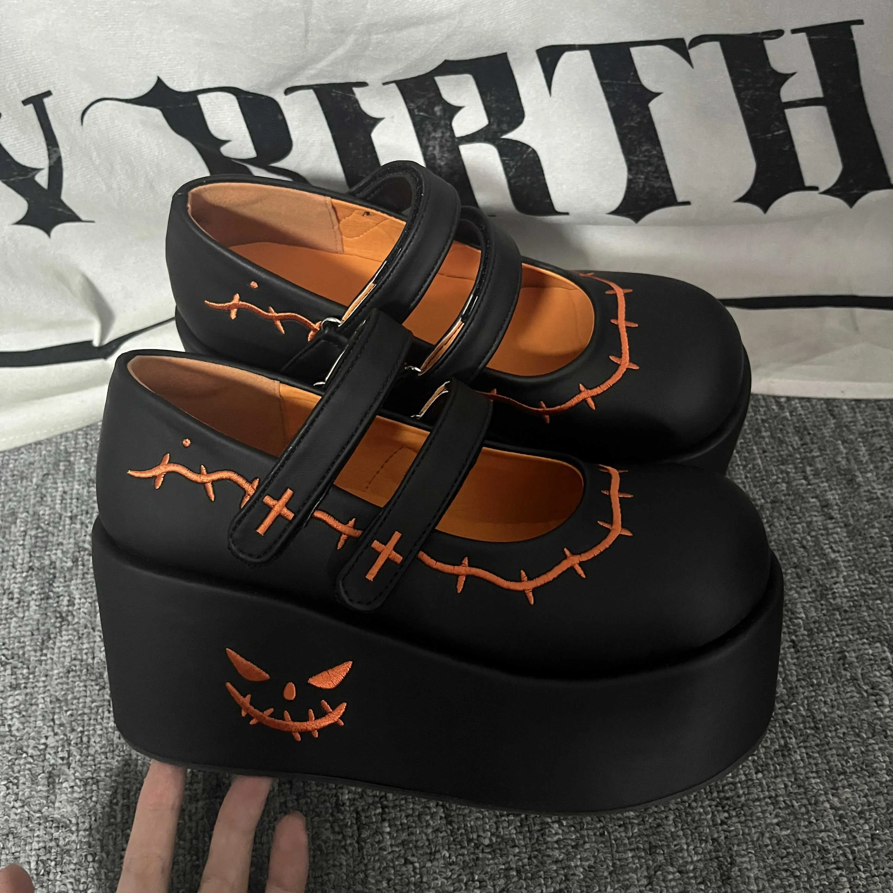 Pumpkin Mary Jane Platform Shoes