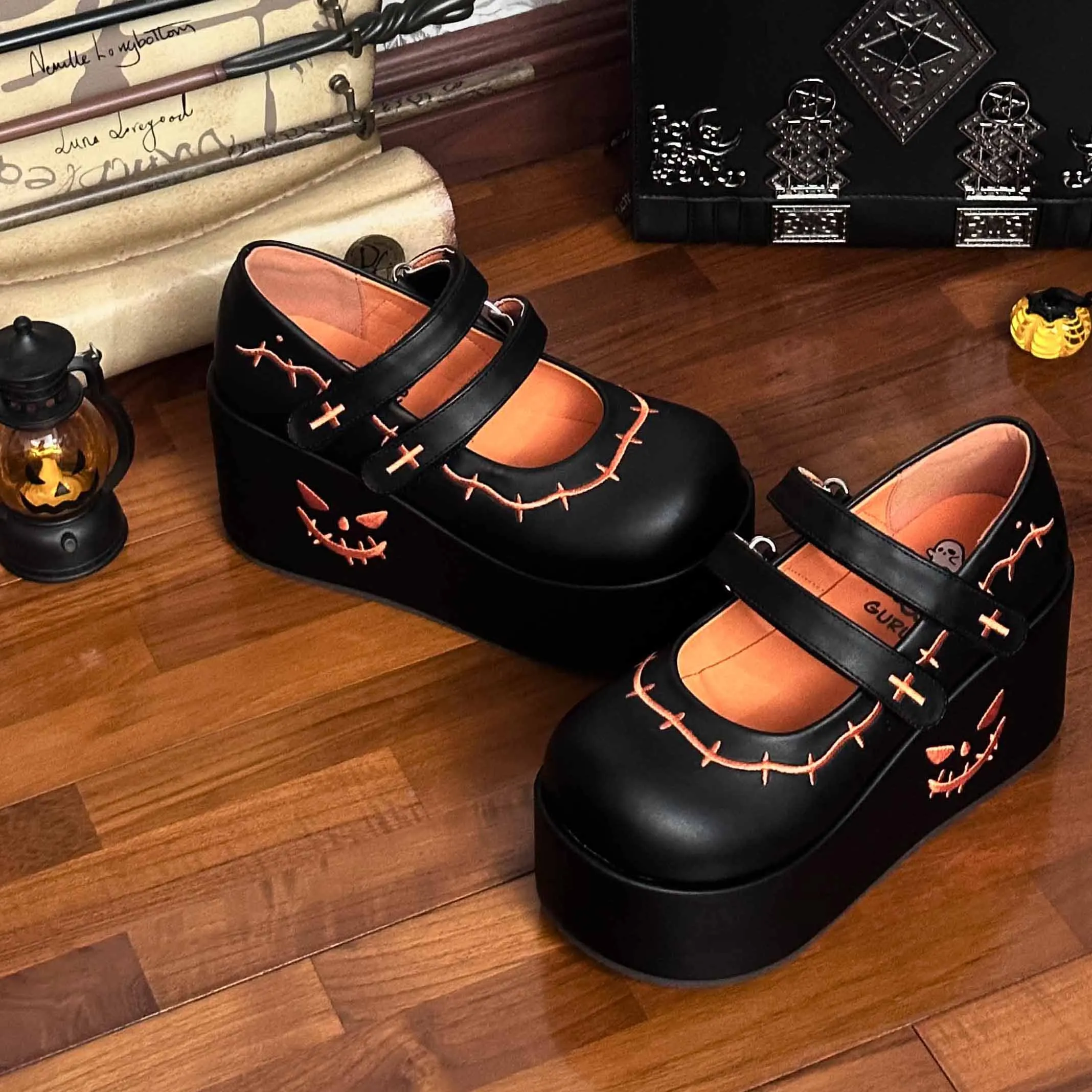 Pumpkin Mary Jane Platform Shoes