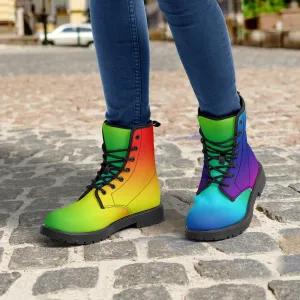 Rainbow Color Best Unisex Boots, Colorful Rainbow Print Designer Best Winter Hiking Boots For Men or Women (US Size 5.5-12)