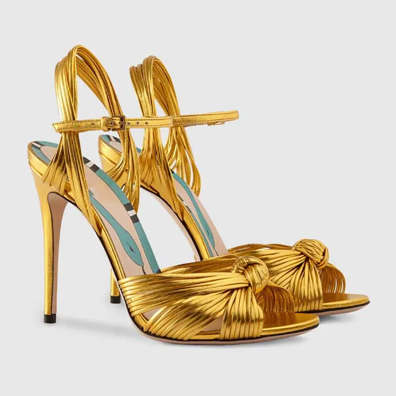 Ribbon Tie Heels High Heeled Sandal with Ankle Strap Summer Party Shoes