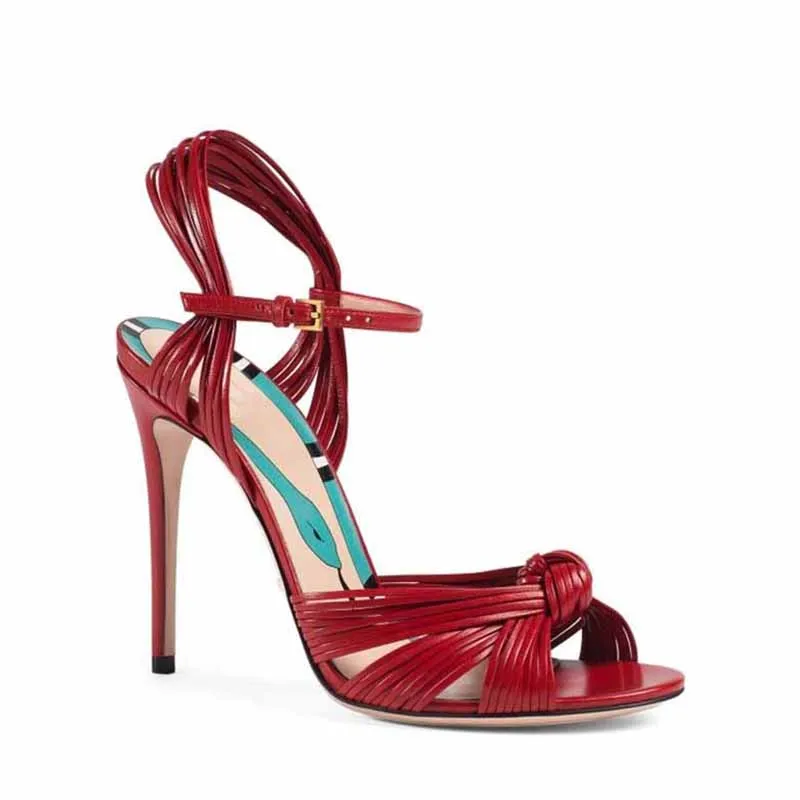 Ribbon Tie Heels High Heeled Sandal with Ankle Strap Summer Party Shoes