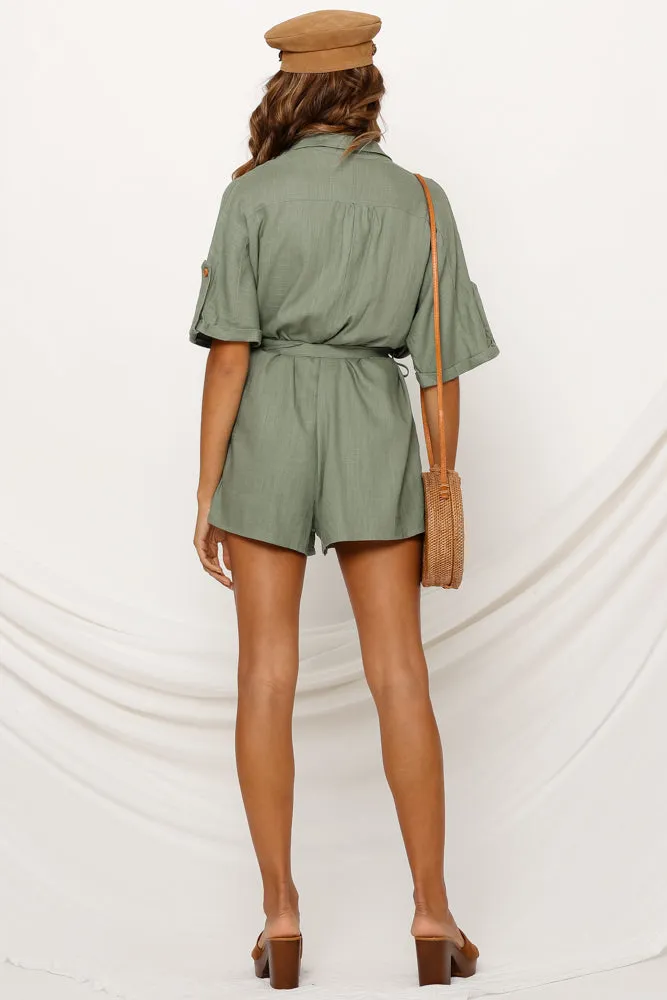 Road To Rome Romper Olive