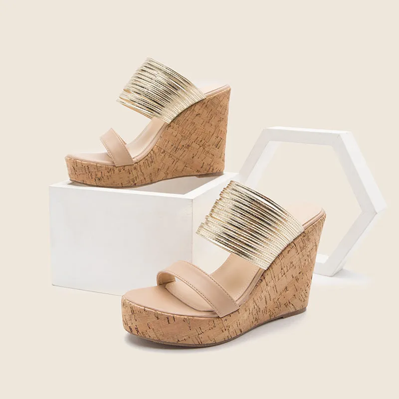 Round Toe Platform Slope Sandals