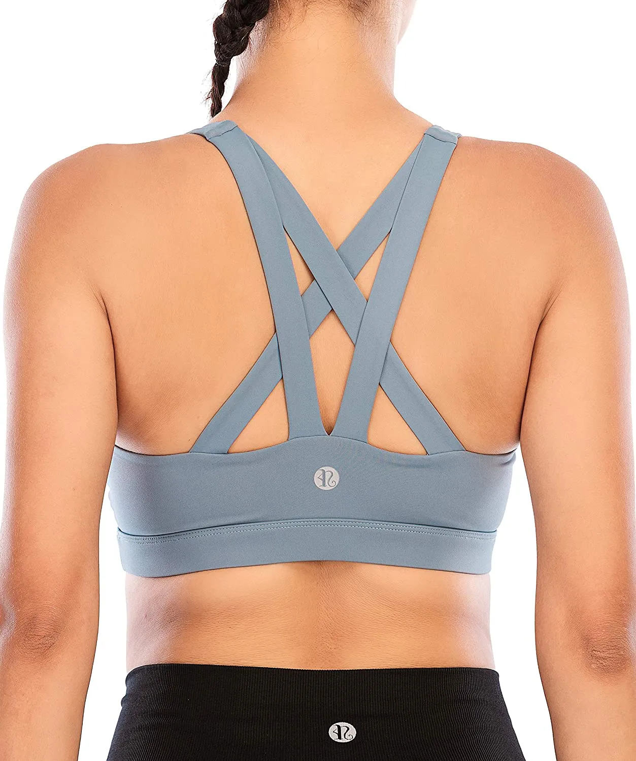 RUNNING GIRL Sports Bra for Women, Criss-Cross Back Padded Strappy Sports Bras Medium Support Yoga Bra with Removable Cups