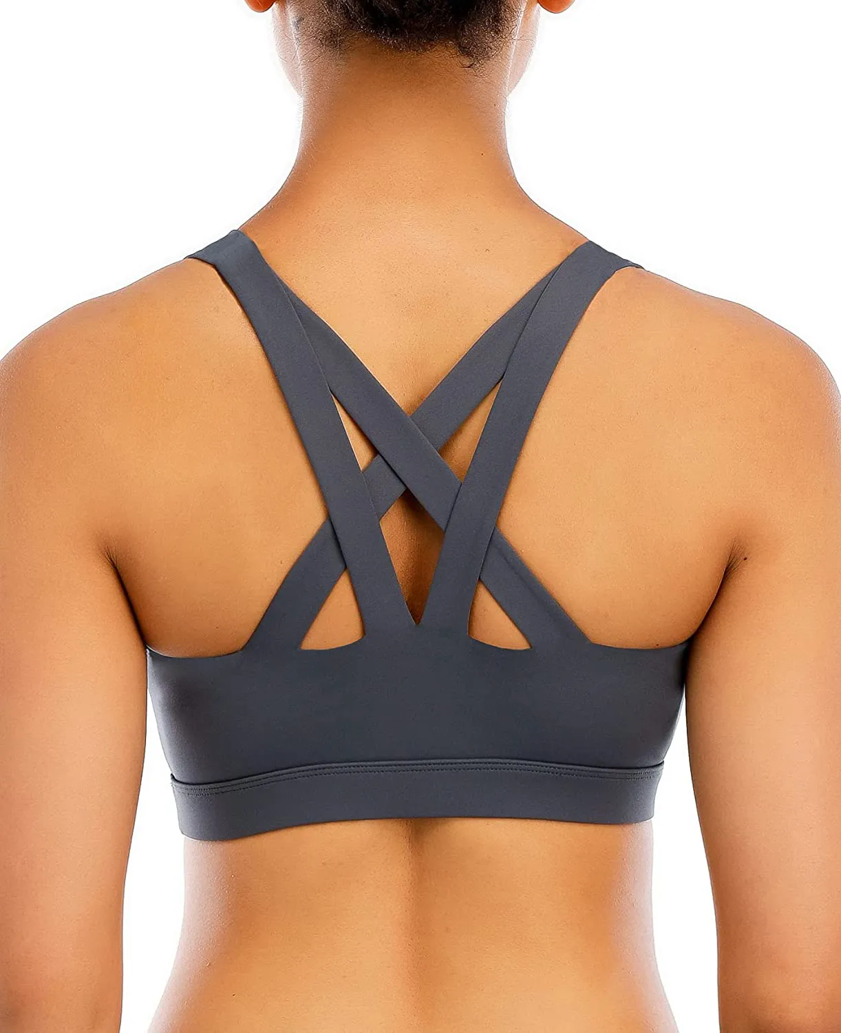 RUNNING GIRL Sports Bra for Women, Criss-Cross Back Padded Strappy Sports Bras Medium Support Yoga Bra with Removable Cups