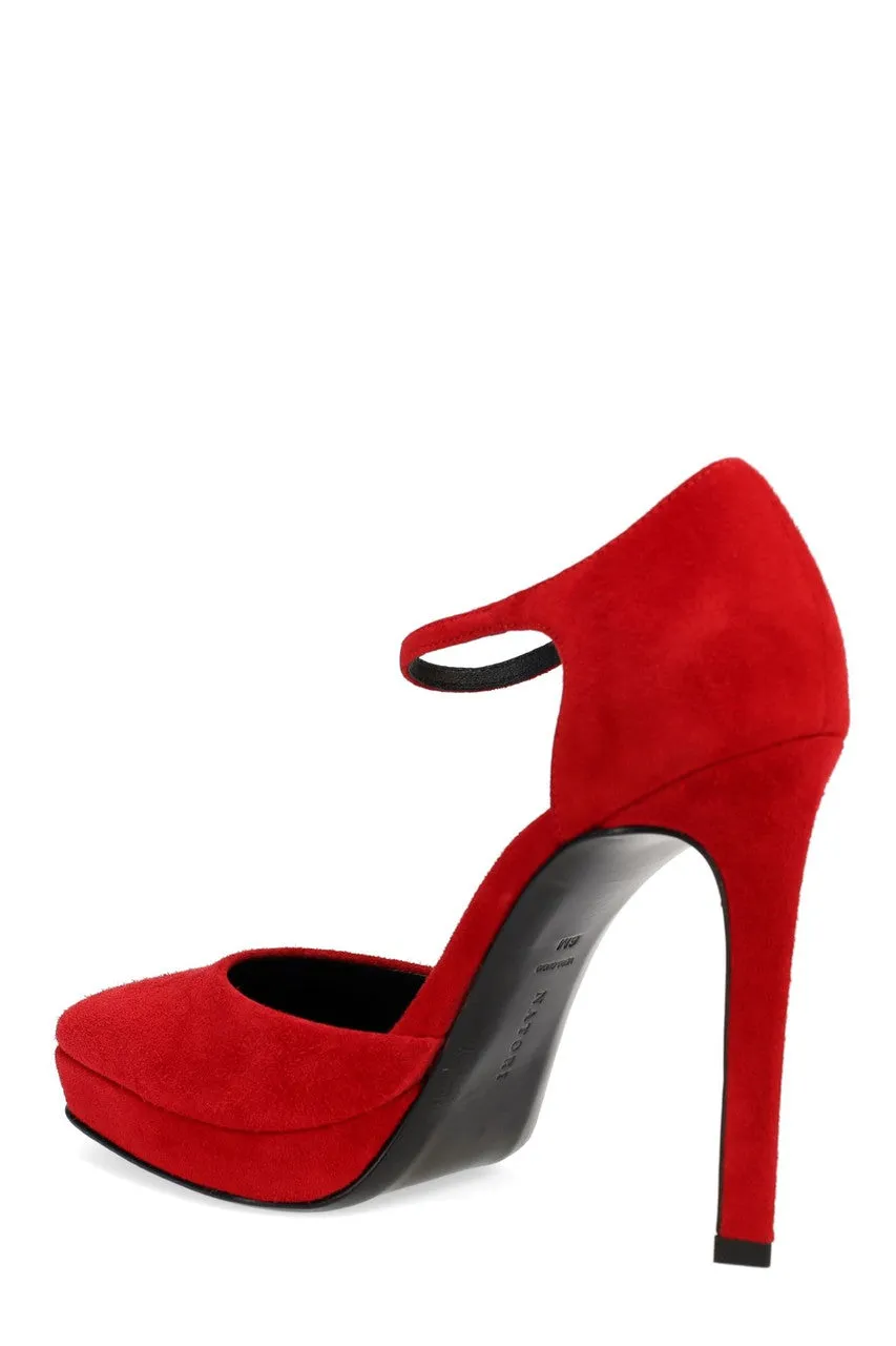 Sae Suede Square Toe Platform Pump