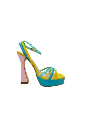 SAMPLE - Colorblock Platform Sandals - Aqua