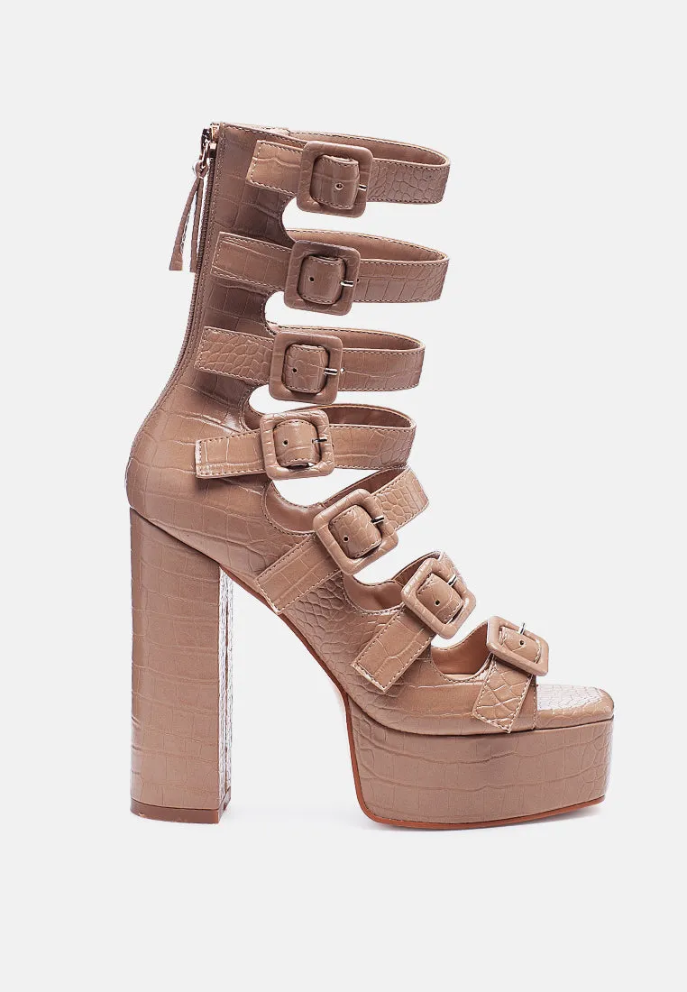 Sarouchi Caged Gladiator Platform Sandals