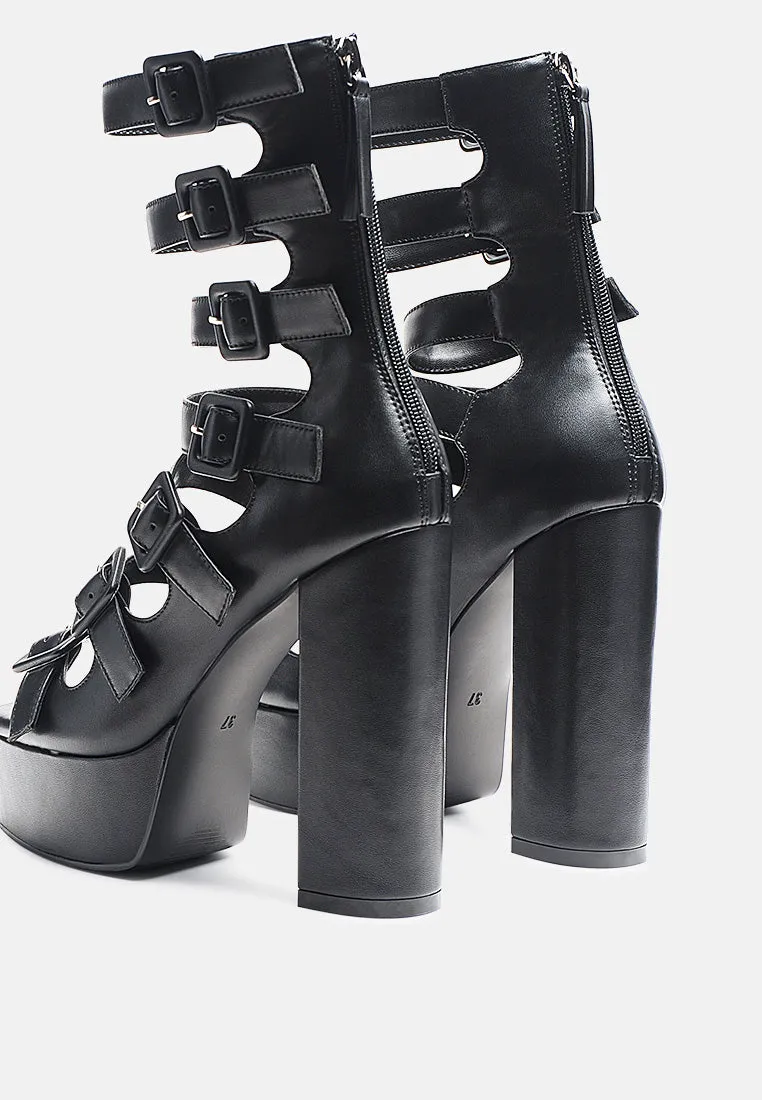 Sarouchi Caged Gladiator Platform Sandals