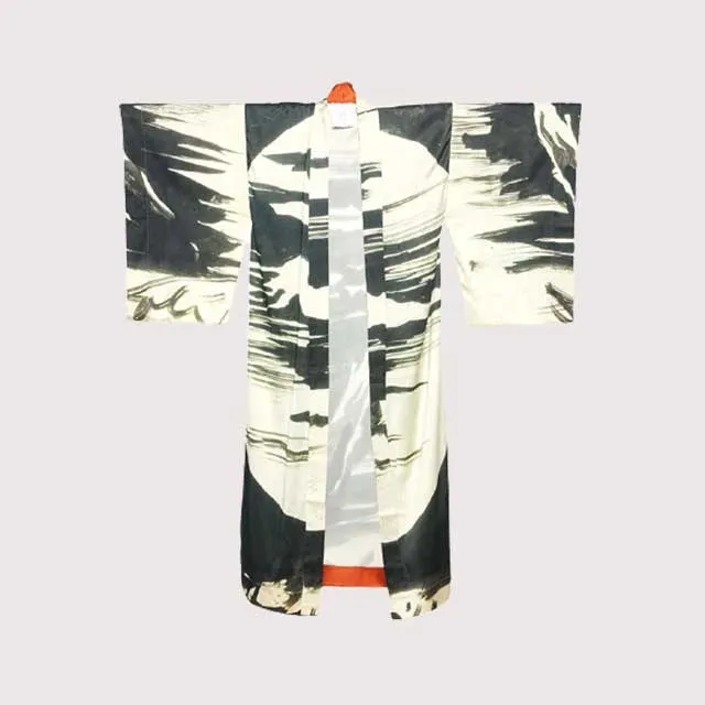 Satin Printed Kimono Dress