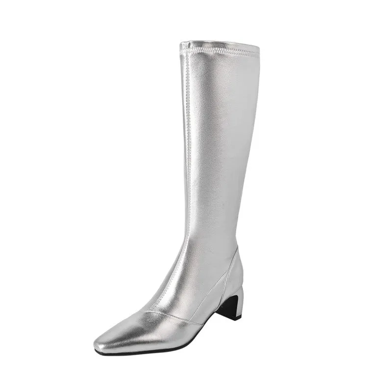 Silver Boots Knee High