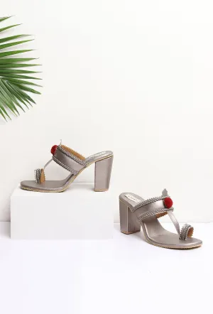 Silver Cruelty-Free Leather Heeled Sandals